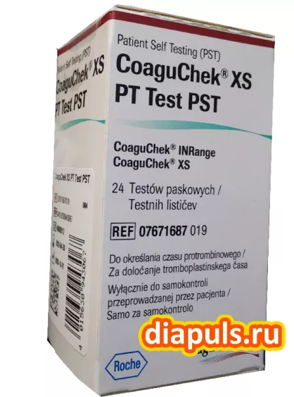 Тест-полоски CoaguChek (Коагучек XS 24) XS PT Test PST №24 для самоконтроля протромбинового времени