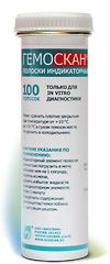 Полоски индикаторные для определения скрытой крови (эритроцитов/гемоглобина) в моче ГЕМОСКАН №50