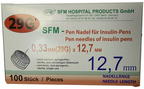 Иглы для шприц ручек SFM (СФМ) 29G 0,33 х 12,7 мм 100 штук в упаковке