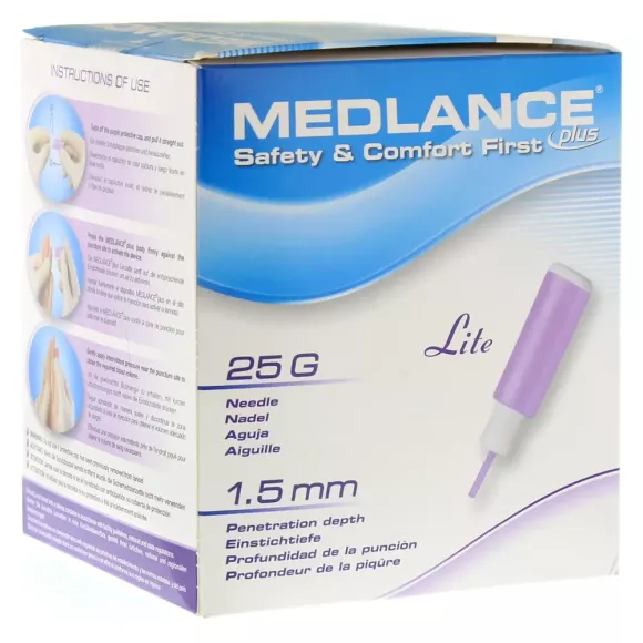 Ланцет Medlance plus Lite (Медланс плюс) 25G/1.5mm , сиреневый