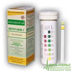 Тест-полоски Кетоглюк-1 для определение глюкозы, кетоновых тел