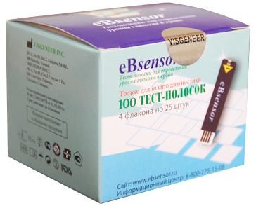 Тест-полоски для Глюкометра eBsensor 100 шт