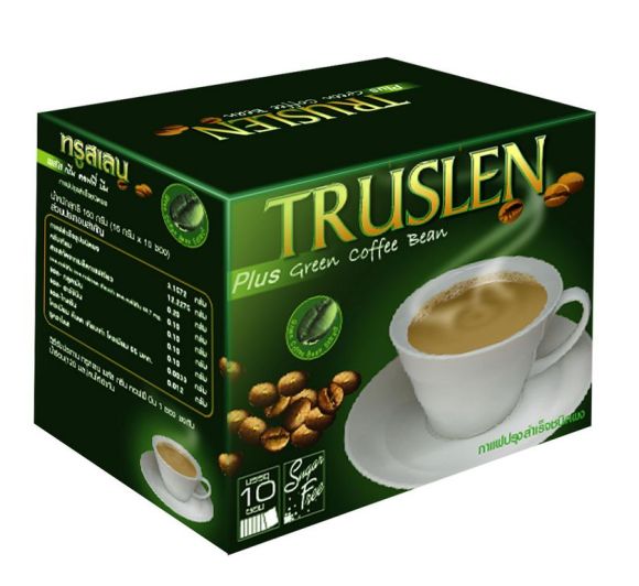 Напиток кофейный растворимый TRUSLEN Plus  Coffee Green Bean (Труслен Кофе Грин Бин), 10 саше по 16г