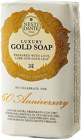 Мыло Юбилейное золотое 23-карата Шикарная серия Нести Данте, Luxury 60-th anniversary Gold Soap Nesti Dante, 250 гр.