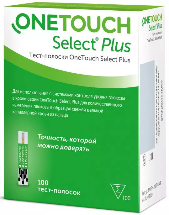 Тест-полоски One Touch Select Plus (Ван Тач Селект Плюс) № 100, цена 2 ...