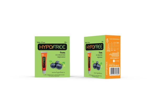 Гель со вкусом черники ГИПОФРИ Hypofree 5, пол хлебных единицы в тубе, 10 шт.
